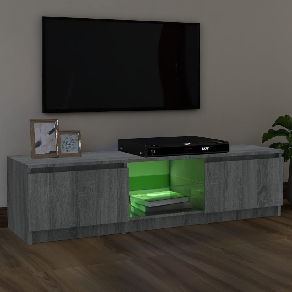 vidaXL TV Cabinet with LED Lights Grey Sonoma 120x30x35.5 cm