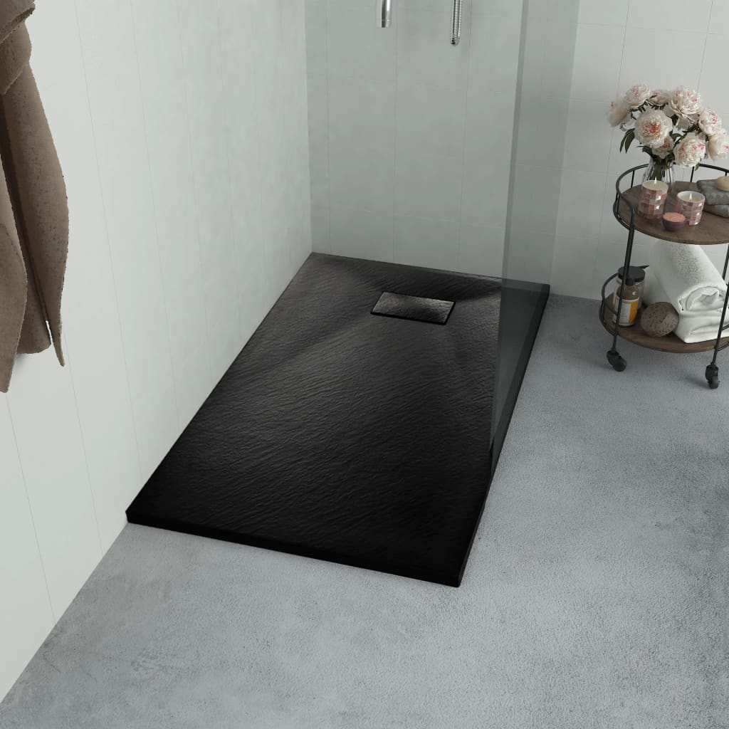 vidaXL Shower Base Tray SMC Black 100x70 cm