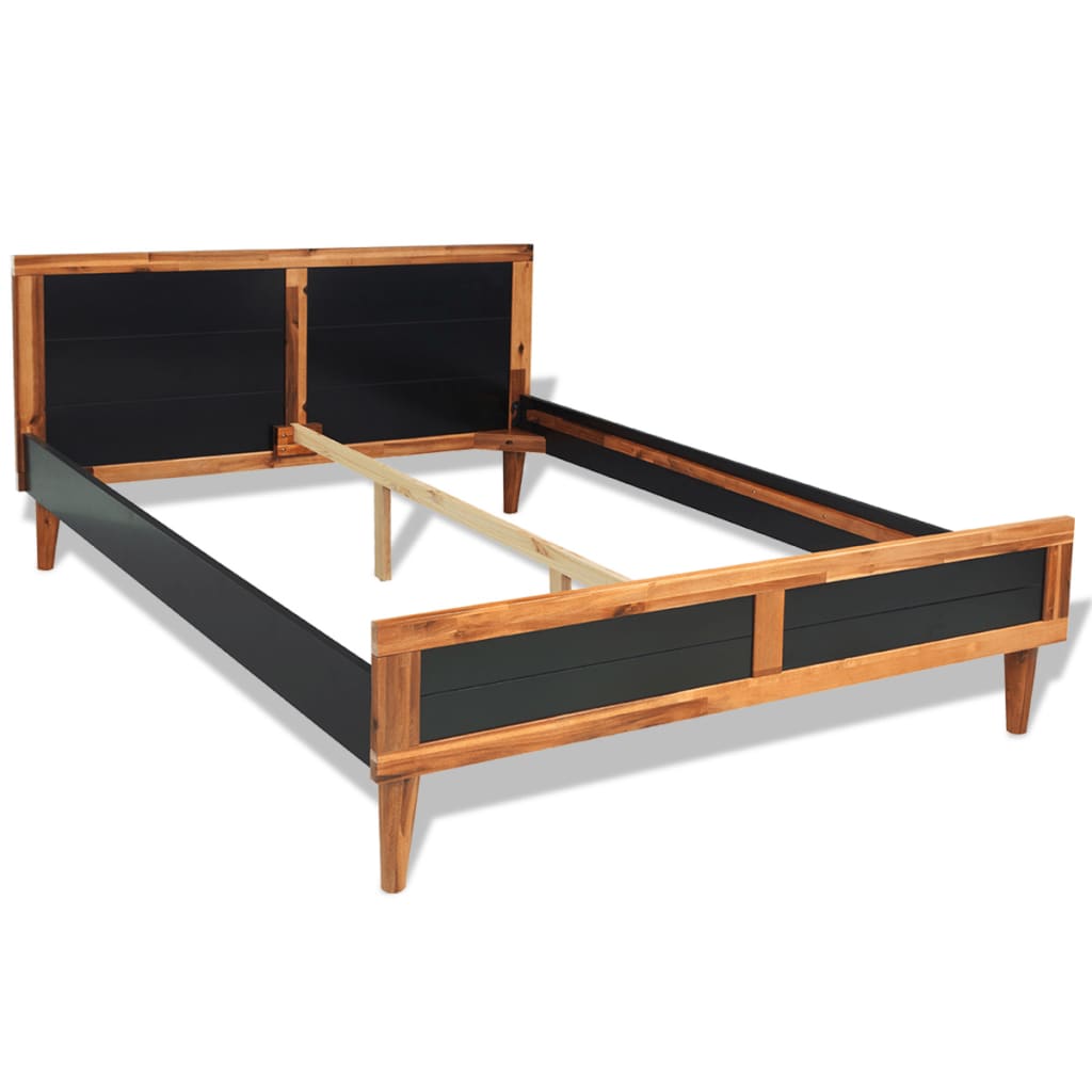 vidaXL Bed Frame Black Solid Acacia Wood 180x200 cm Super King