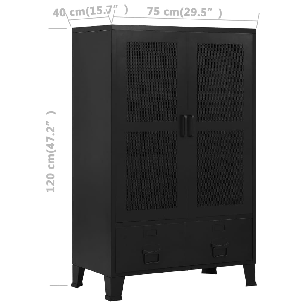 vidaXL Office Cabinet with Mesh Doors Industrial 75x40x120 cm Steel