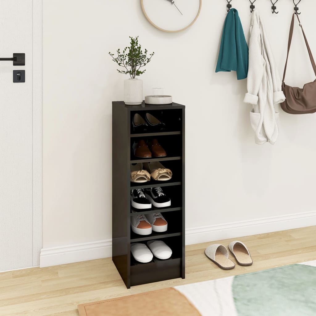 vidaXL Shoe Cabinet High Gloss Grey 31.5x35x92 cm Engineered Wood