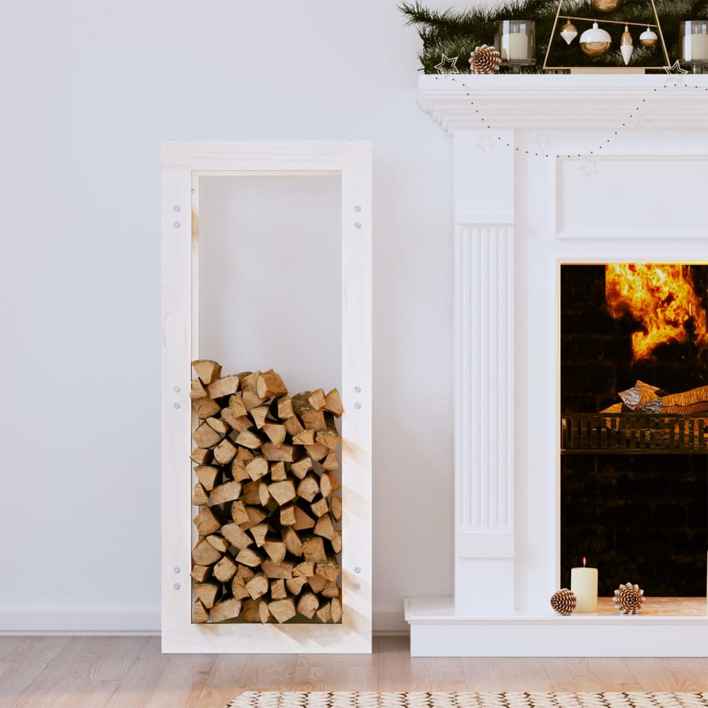 vidaXL Firewood Rack White 41x25x100 cm Solid Wood Pine