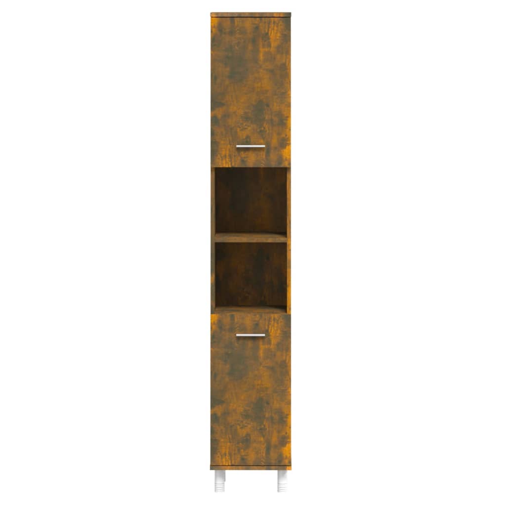 vidaXL Bathroom Cabinet Smoked Oak 30x30x179 cm Engineered Wood
