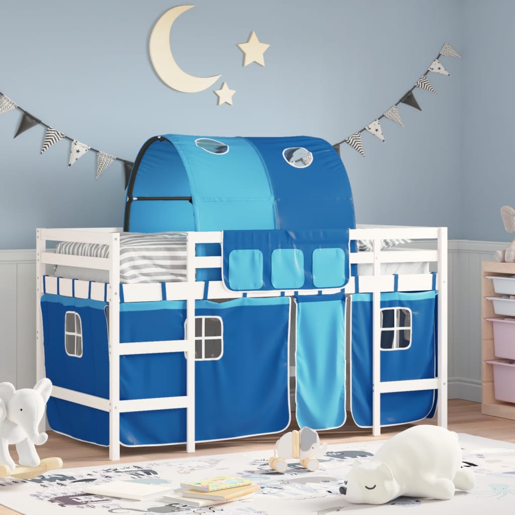 vidaXL Kids' Loft Bed with Tunnel Blue 80x200cm Solid Wood Pine