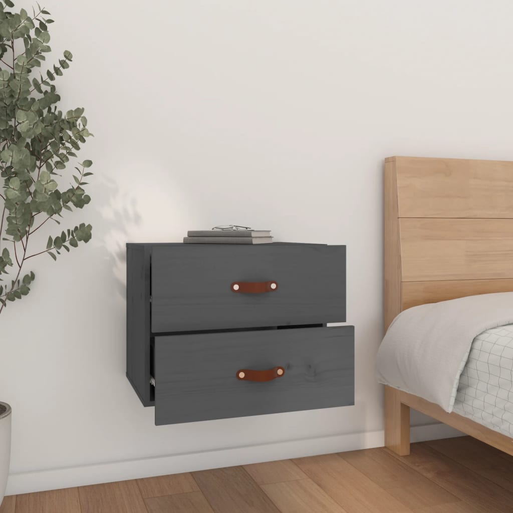 vidaXL Wall-mounted Bedside Cabinet Grey 50x36x40 cm