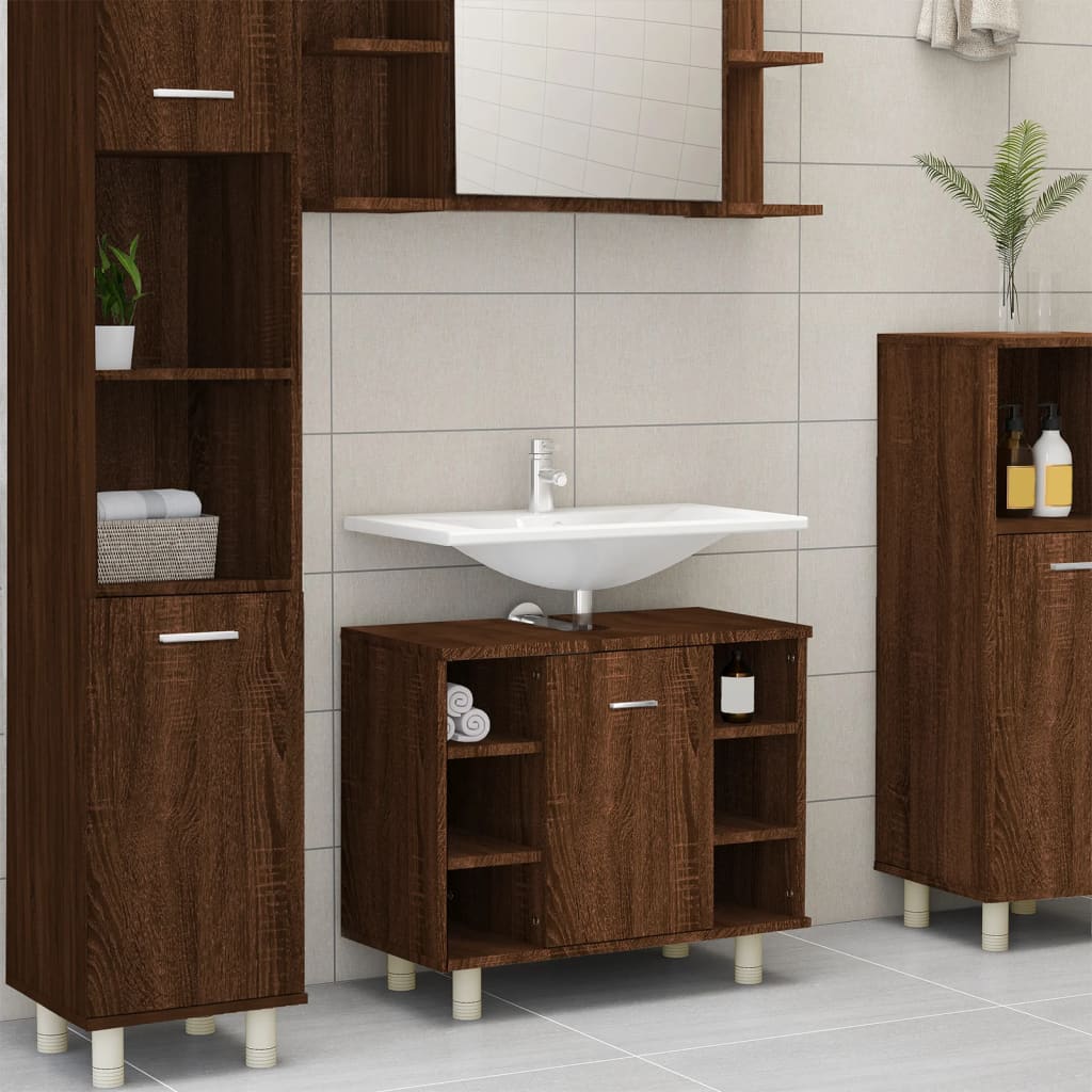 vidaXL Bathroom Cabinet Brown Oak 60x32x53.5 cm Engineered Wood