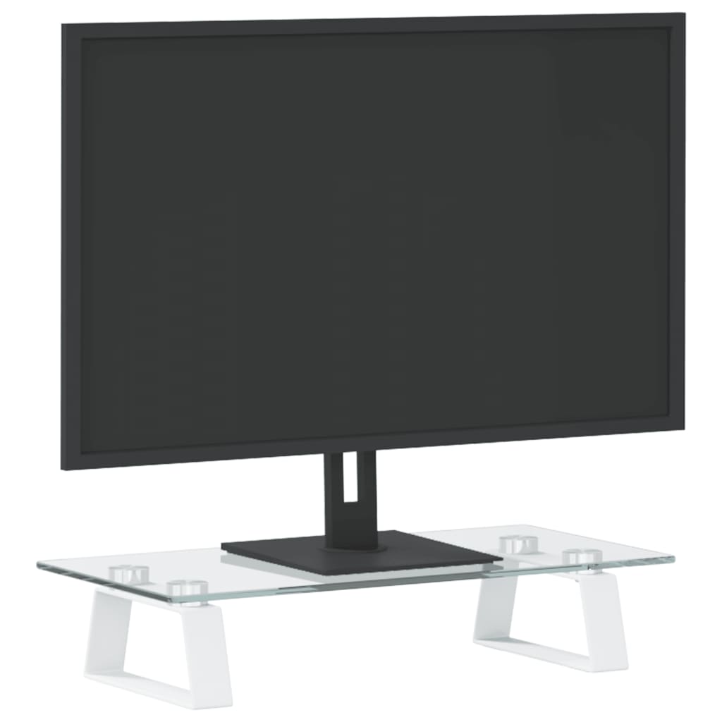 vidaXL Monitor Stand White 40x20x8 cm Tempered Glass and Metal