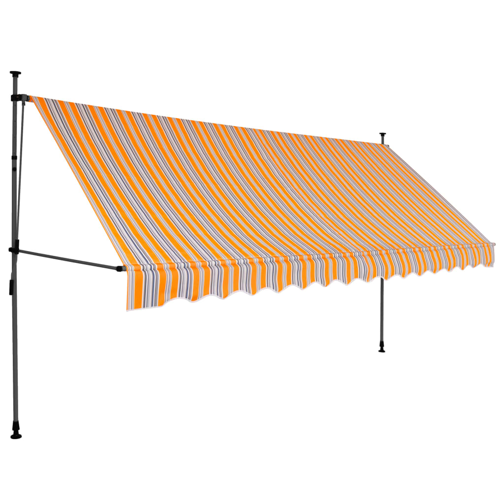 vidaXL Manual Retractable Awning with LED 350 cm Yellow and Blue