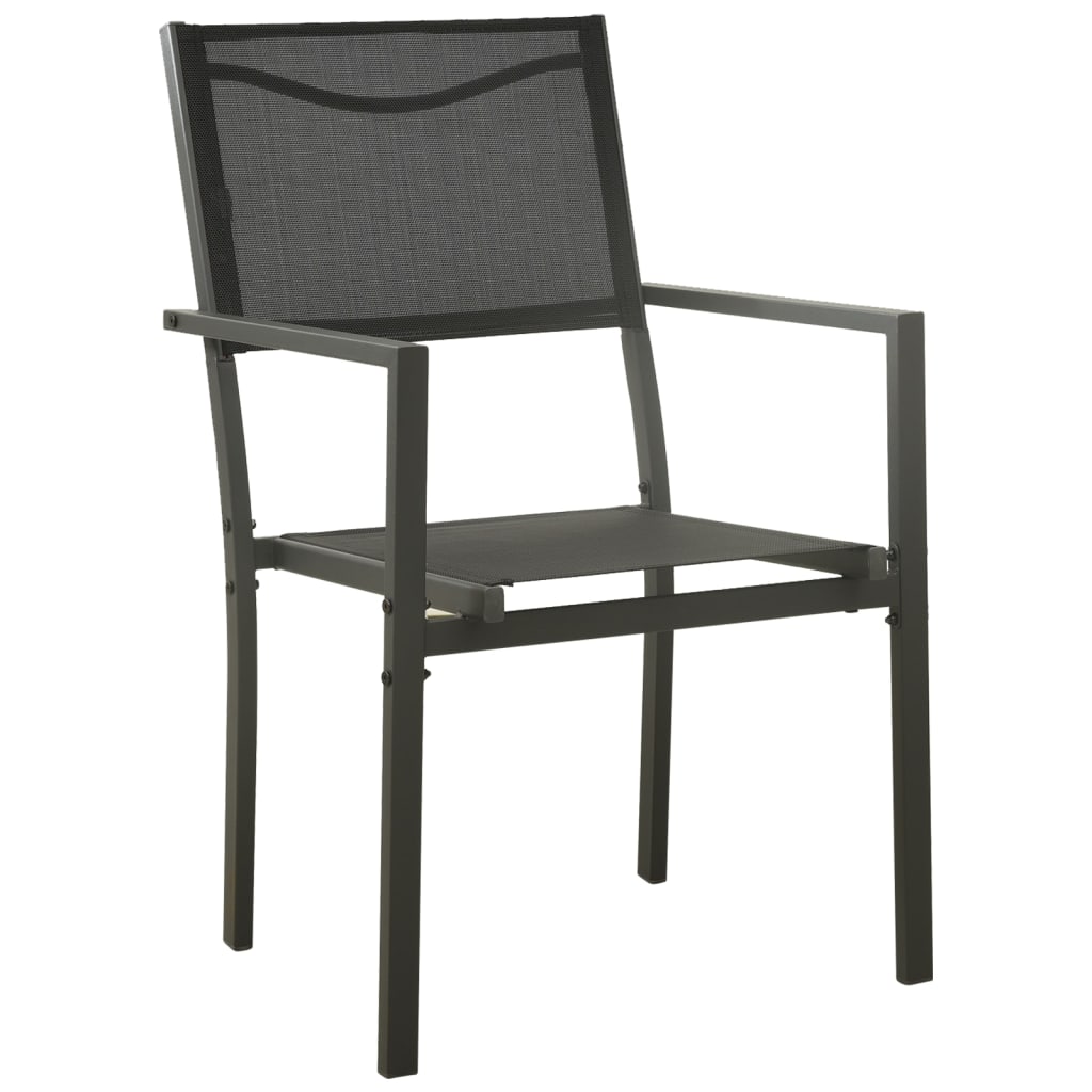 vidaXL Garden Chairs 2 pcs Textilene and Steel Black and Anthracite