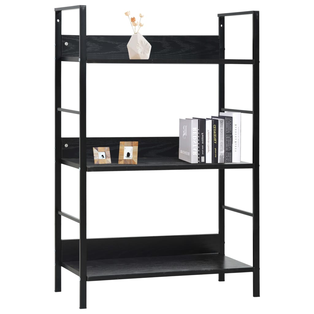vidaXL 3-Layer Book Shelf Black 60x27.6x90.5 cm Engineered Wood