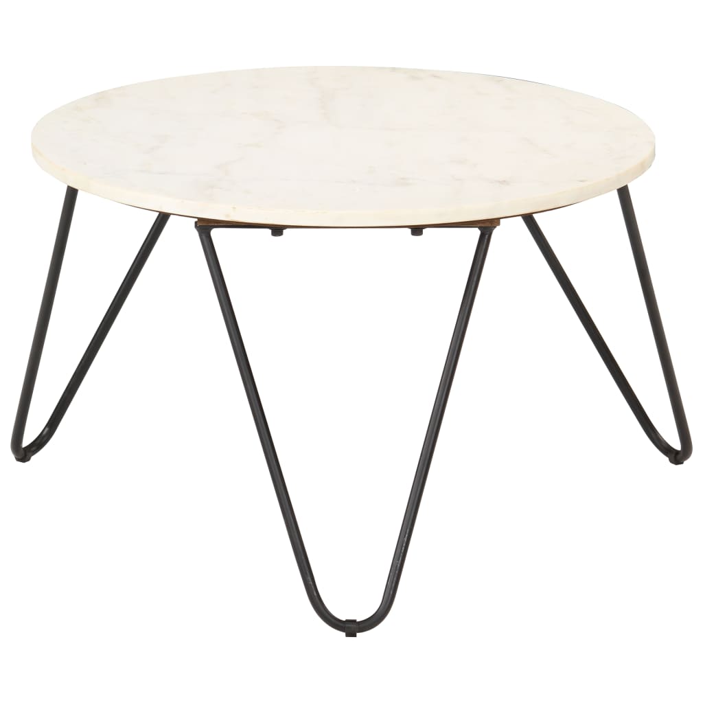 vidaXL Coffee Table White 65x65x42 cm Real Stone with Marble Texture