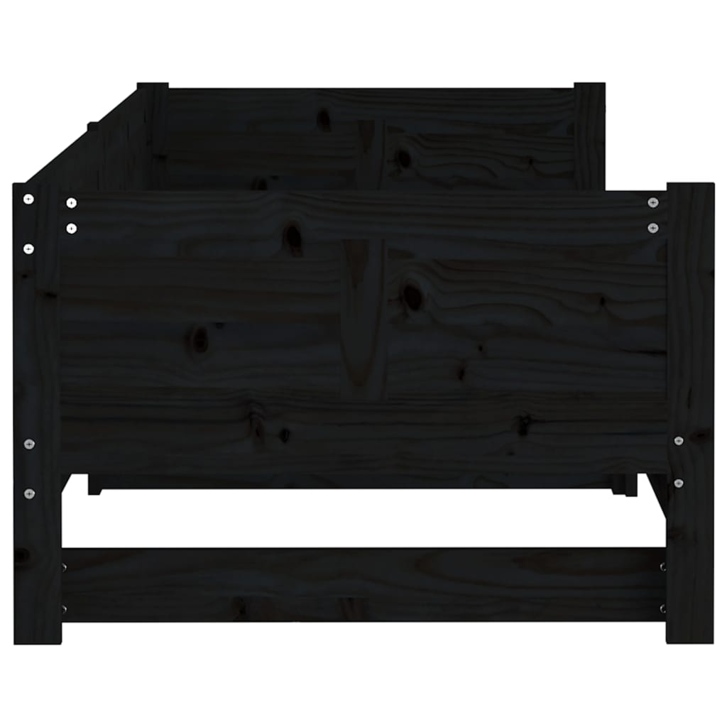 vidaXL Pull-out Day Bed Black Solid Wood Pine 2x(80x200) cm