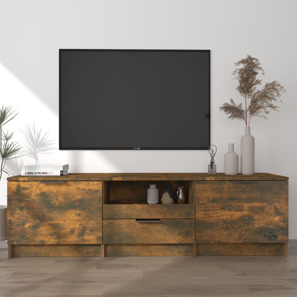 vidaXL TV Cabinet Smoked Oak 140x35x40 cm Engineered Wood