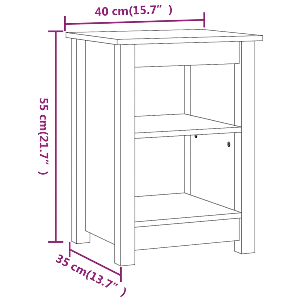 vidaXL Bedside Cabinets 2 pcs Grey 40x35x55 cm Solid Wood Pine