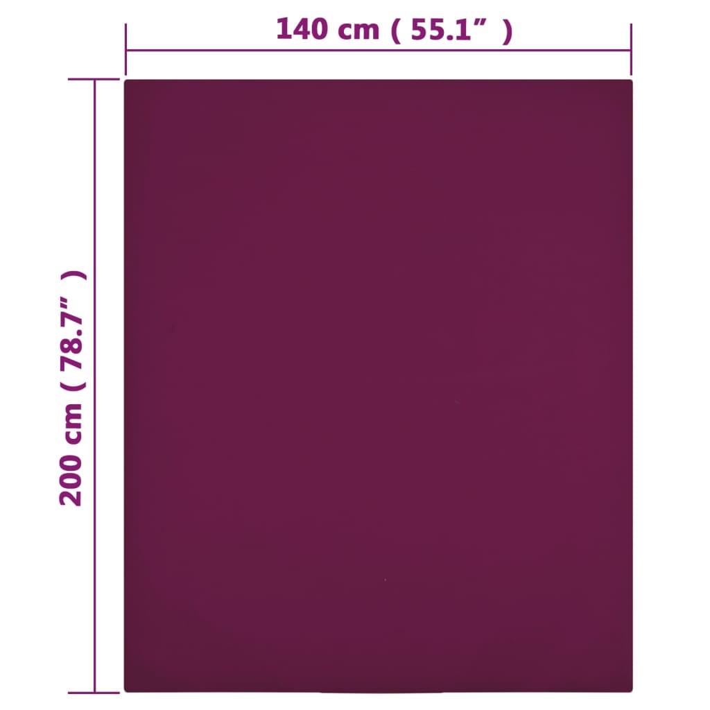 vidaXL Jersey Fitted Sheets 2 pcs Bordeaux 140x200 cm Cotton