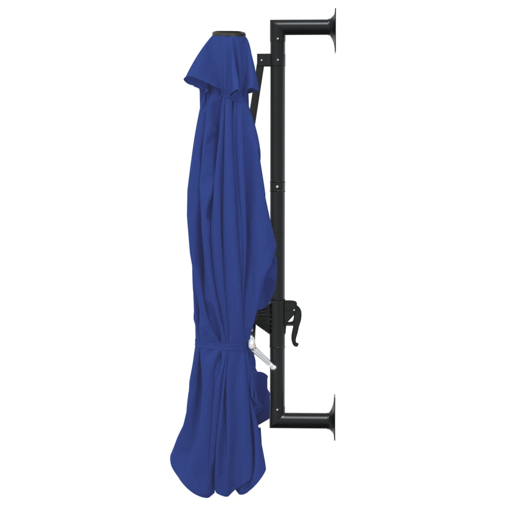 vidaXL Wall-Mounted Parasol with Metal Pole 300 cm Blue
