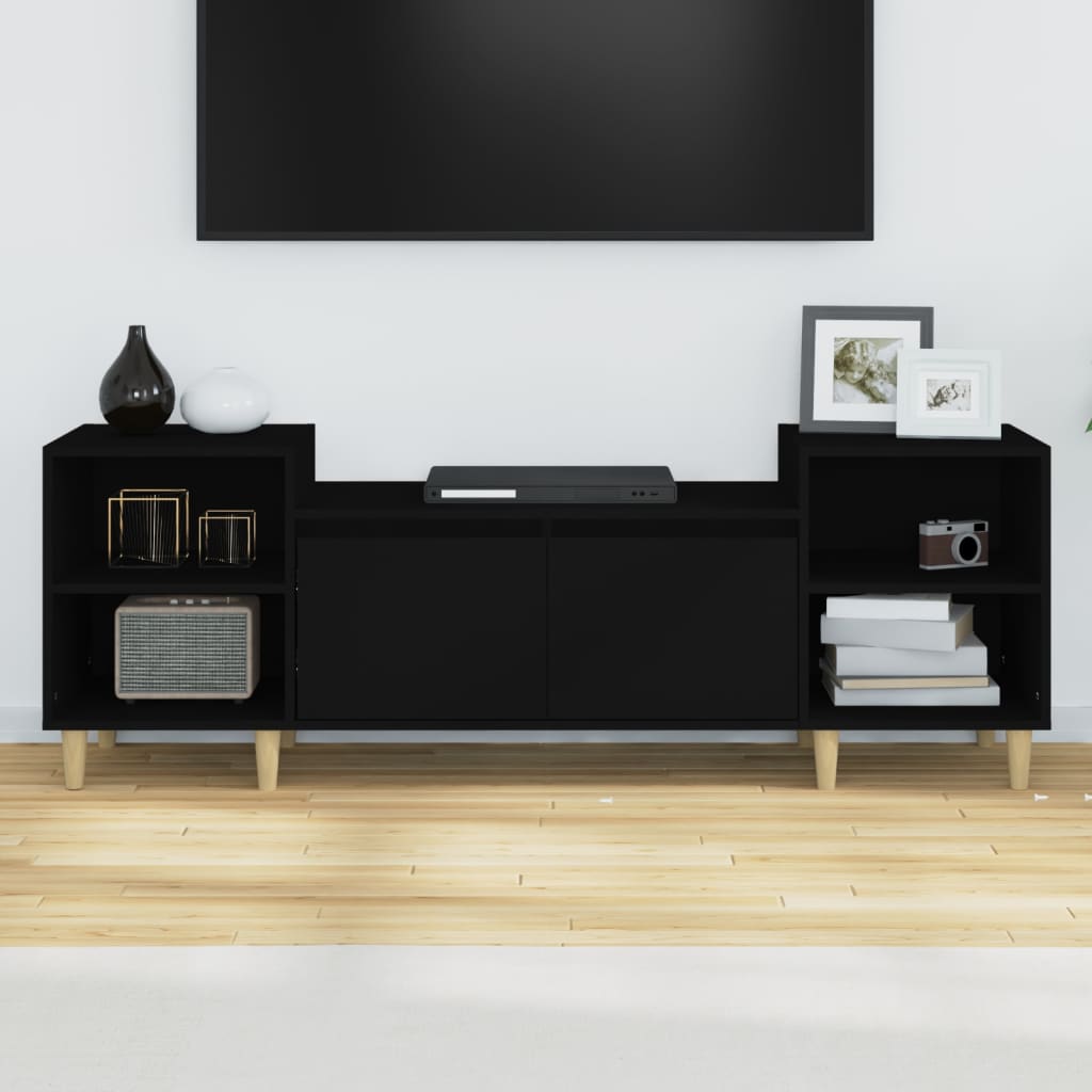 vidaXL TV Cabinet Black 160x35x55 cm Engineered Wood