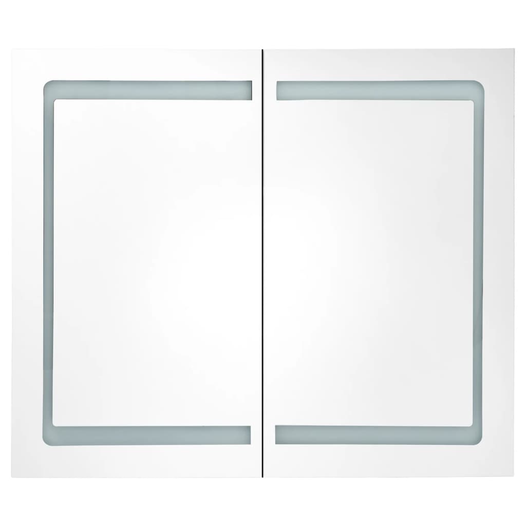 vidaXL LED Bathroom Mirror Cabinet White and Oak 80x12x68 cm