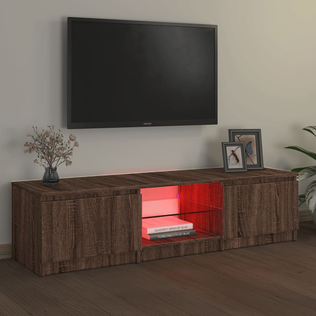 vidaXL TV Cabinet with LED Lights Brown Oak 140x40x35.5 cm