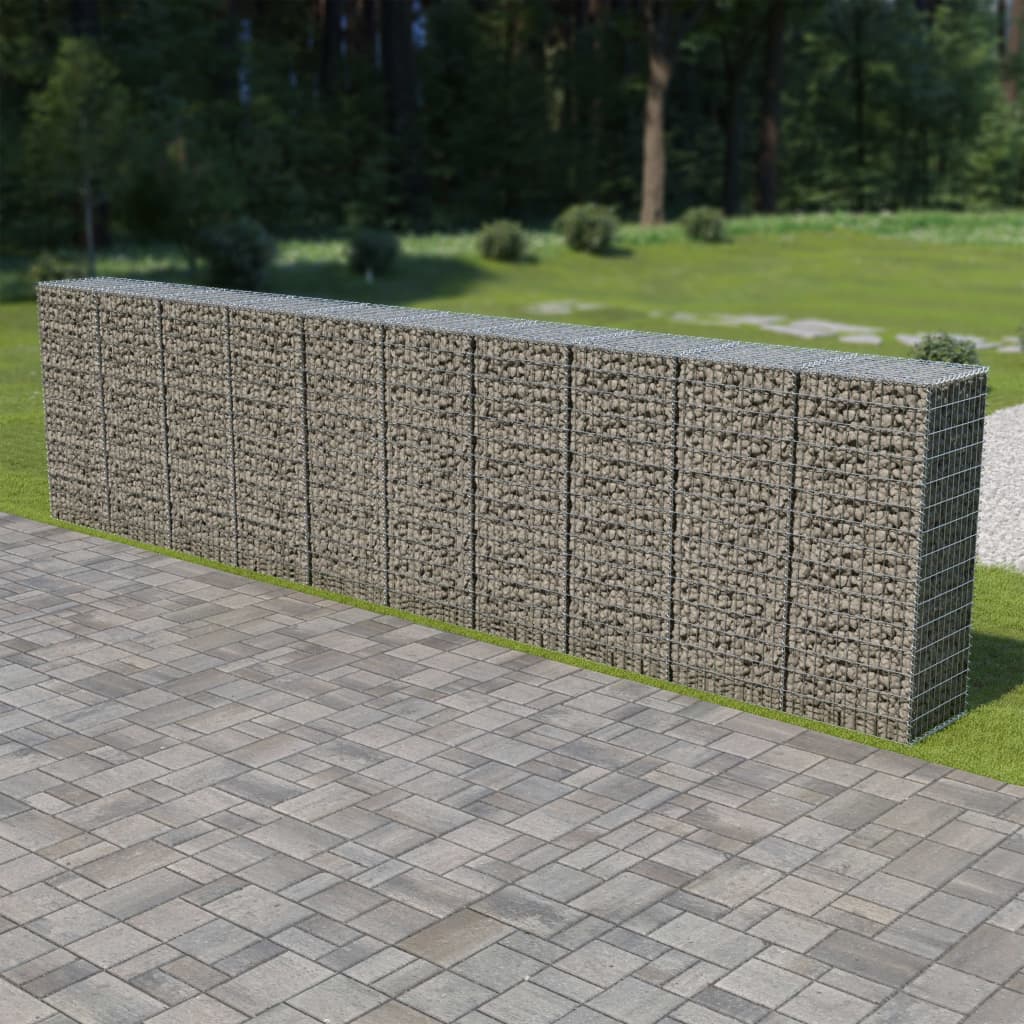 vidaXL Gabion Wall with Covers Galvanised Steel 600x50x150 cm