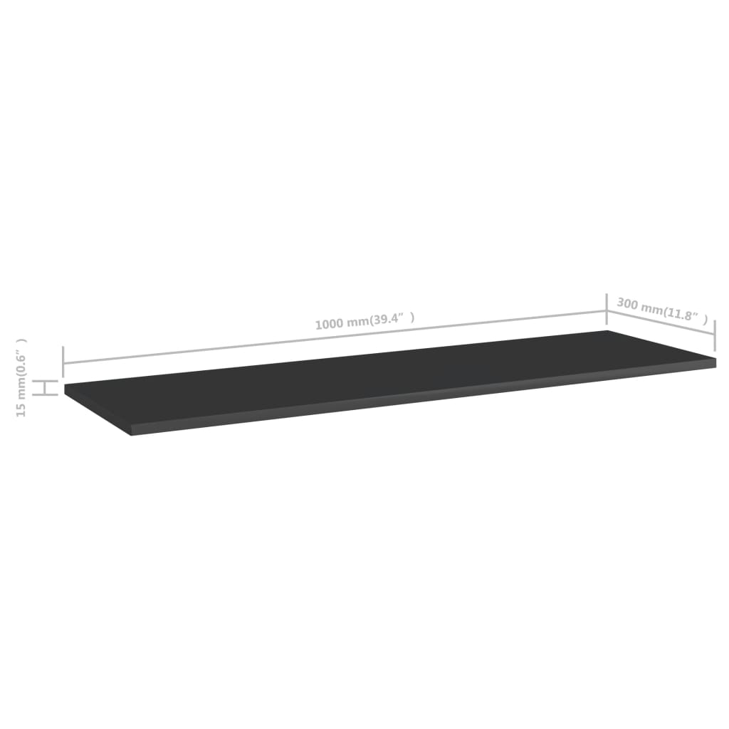 vidaXL Bookshelf Boards 4 pcs High Gloss Black 100x30x1.5 cm Engineered Wood
