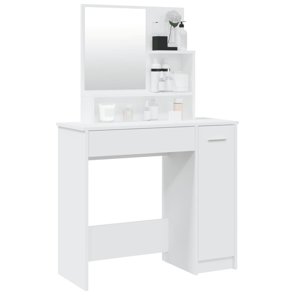vidaXL Dressing Table with Mirror White 86.5x35x136 cm
