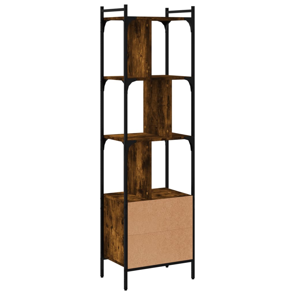 vidaXL Bookcase with Door Smoked Oak 44.5x30x154.5 cm Engineered Wood