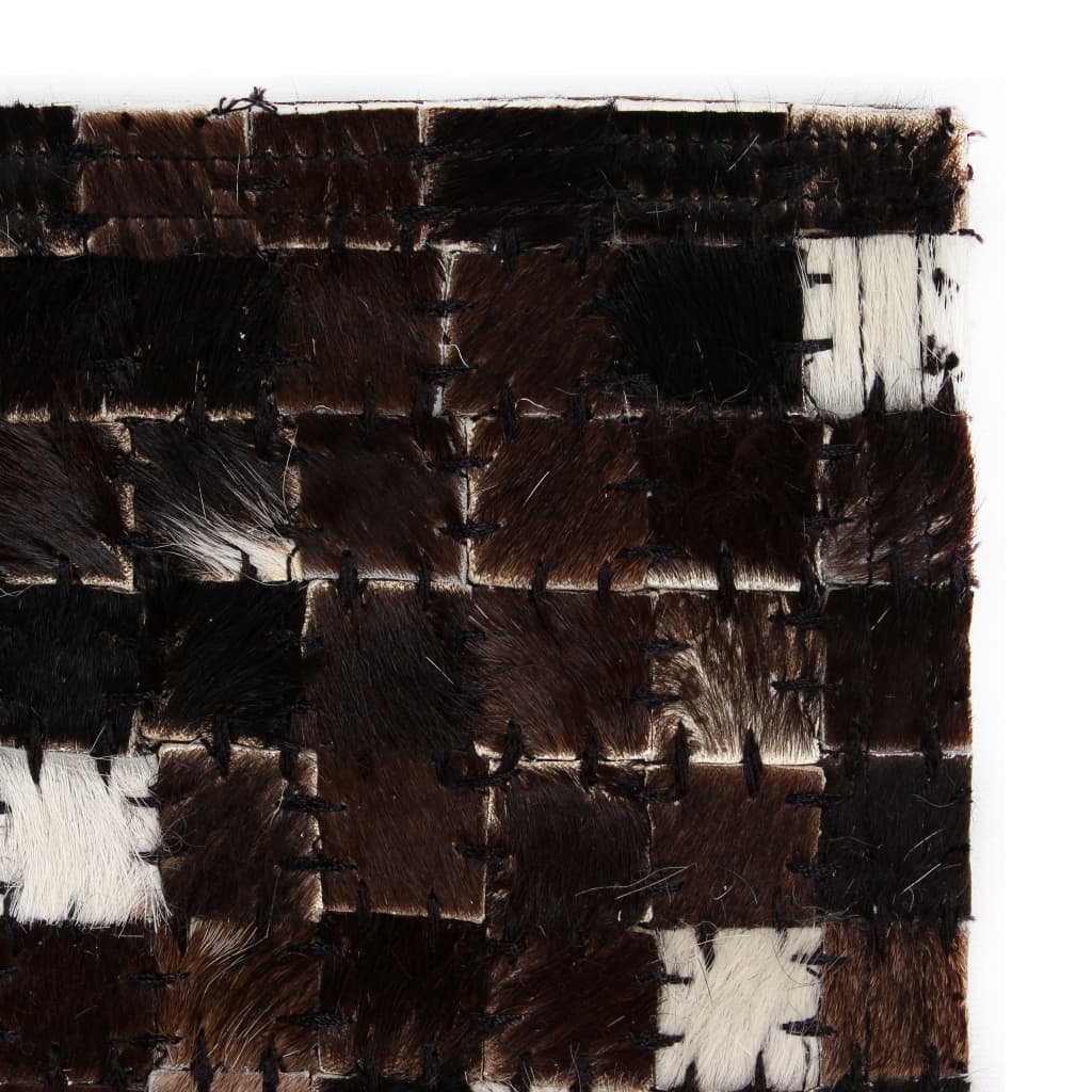 vidaXL Rug Genuine Leather Patchwork 160x230 cm Square Black/White