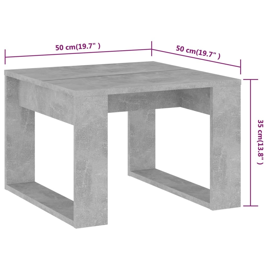 vidaXL Side Table Concrete Grey 50x50x35 cm Engineered Wood