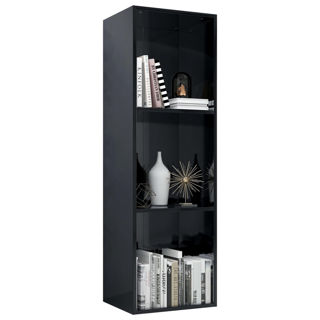vidaXL Book Cabinet/TV Cabinet High Gloss Black 36x30x114 cm Engineered Wood