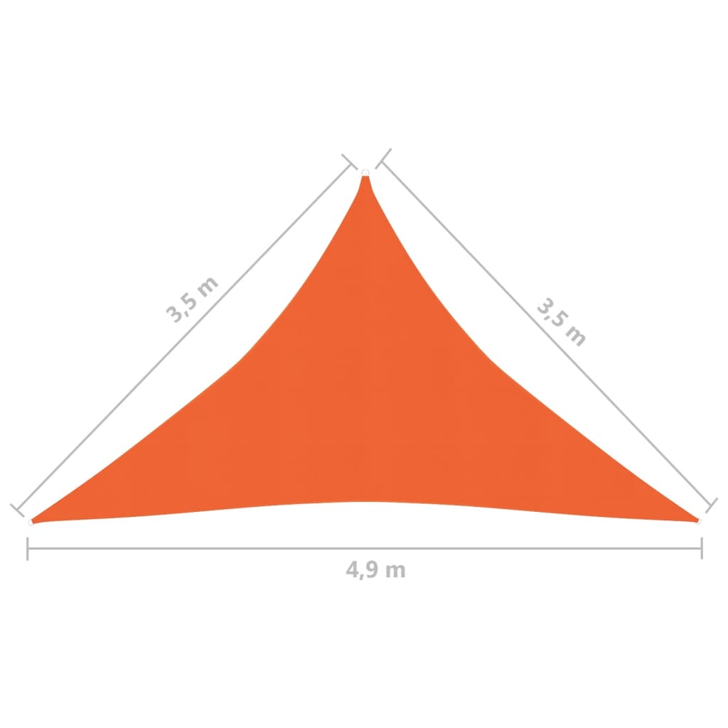 vidaXL Sunshade Sail 160 g/m² Orange 3.5x3.5x4.9 m HDPE