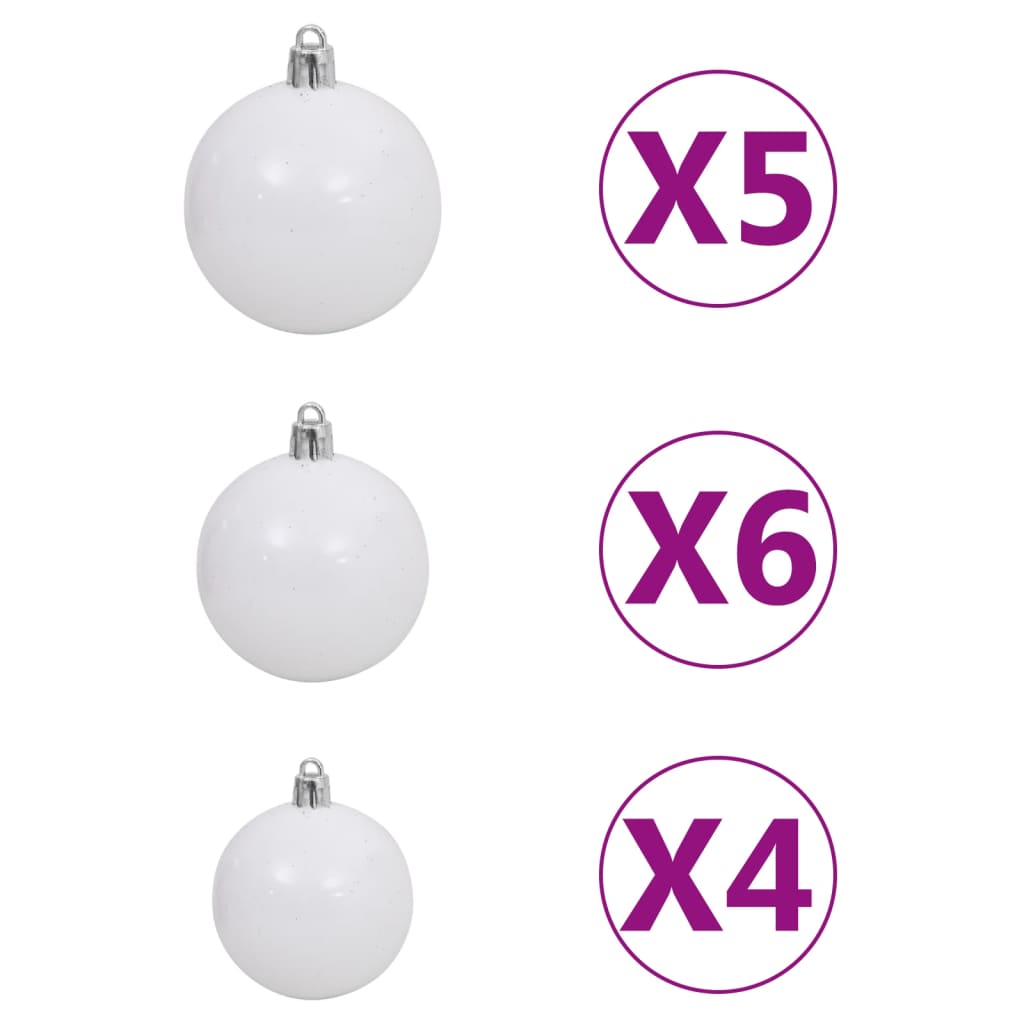 vidaXL Slim Pre-lit Christmas Tree with Ball Set Silver 180 cm