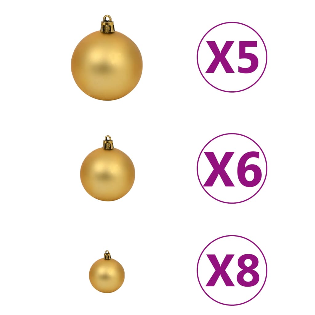 vidaXL Artificial Pre-lit Christmas Tree with Ball Set Gold 150 cm PET