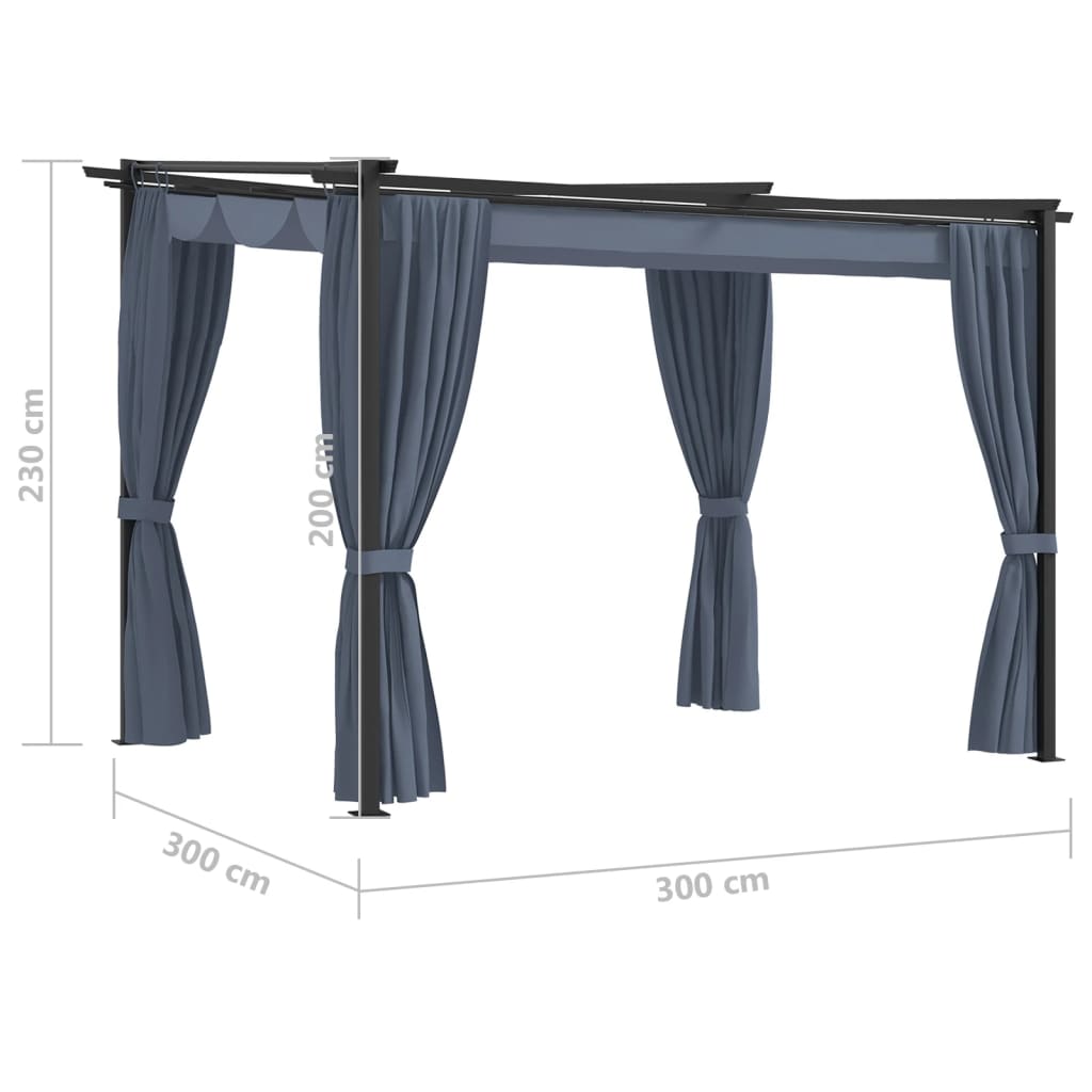 vidaXL Gazebo with Curtains 3x3 m Anthracite Steel