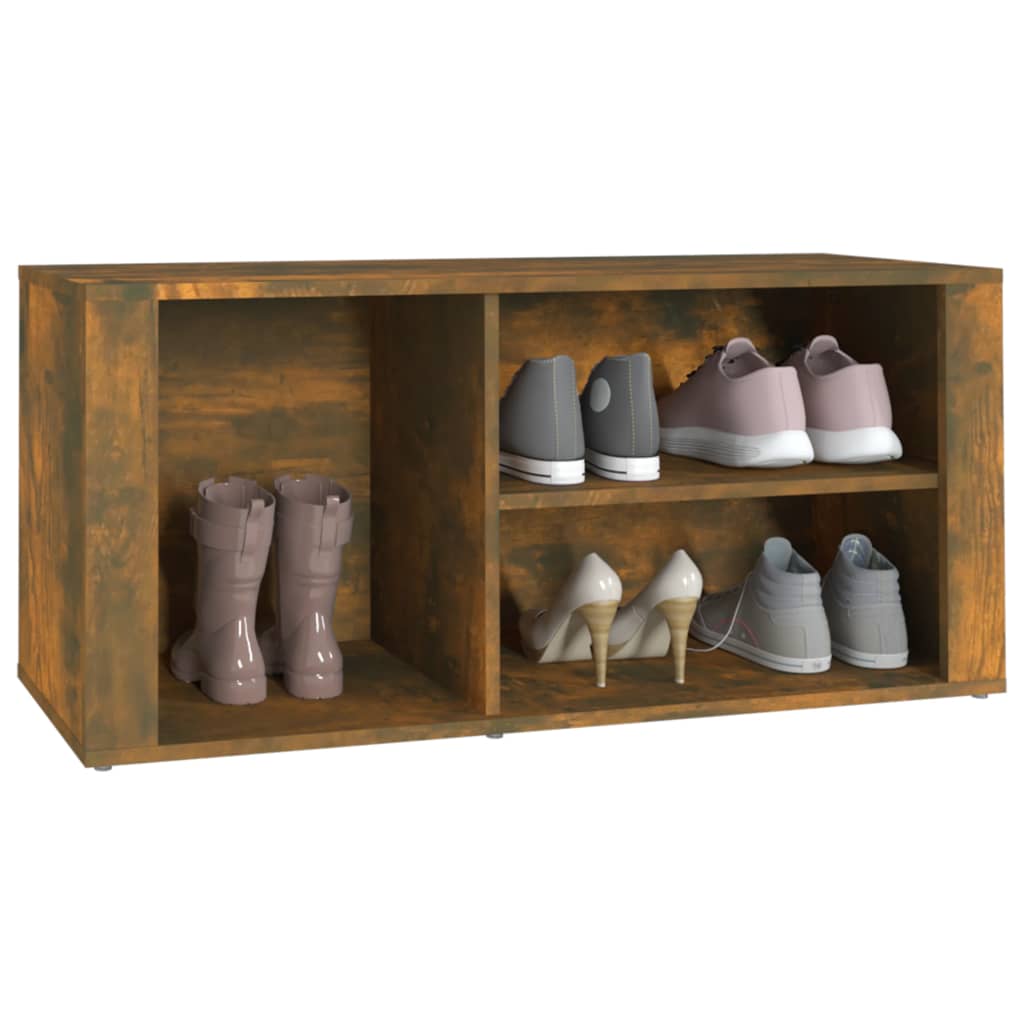 vidaXL Shoe Cabinet Smoked Oak 100x35x45 cm Engineered Wood