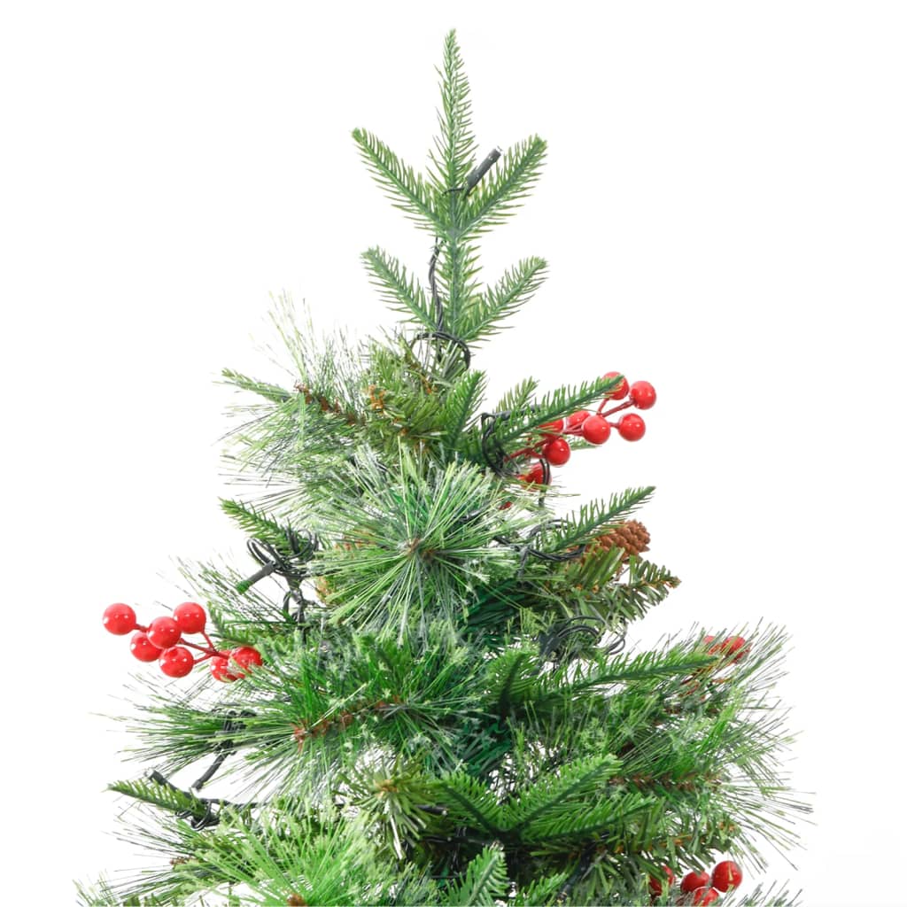 vidaXL Pre-lit Christmas Tree with Pine Cones Green 195 cm PVC&PE
