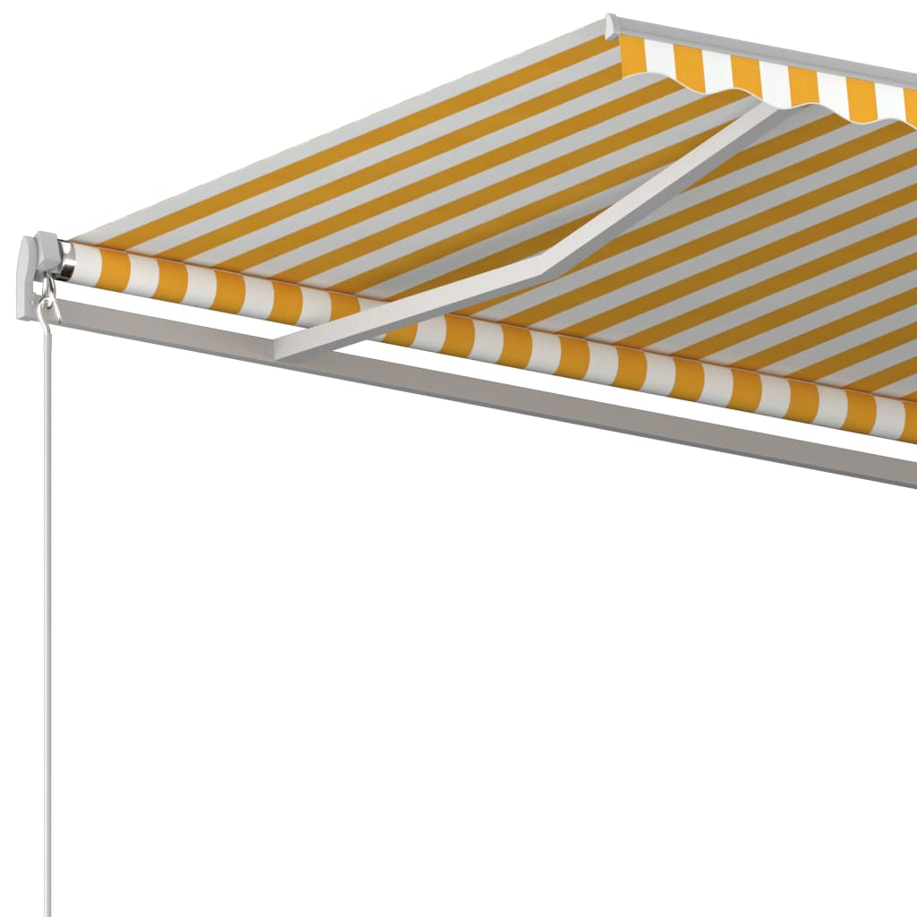 vidaXL Automatic Retractable Awning with Posts 3.5x2.5 m Yellow&White