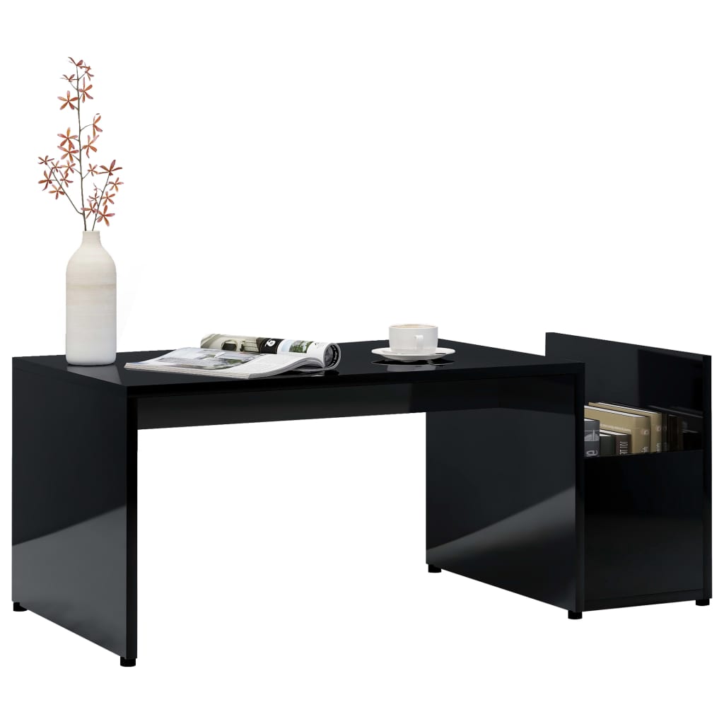 vidaXL Coffee Table High Gloss Black 90x45x35 cm Chipboard