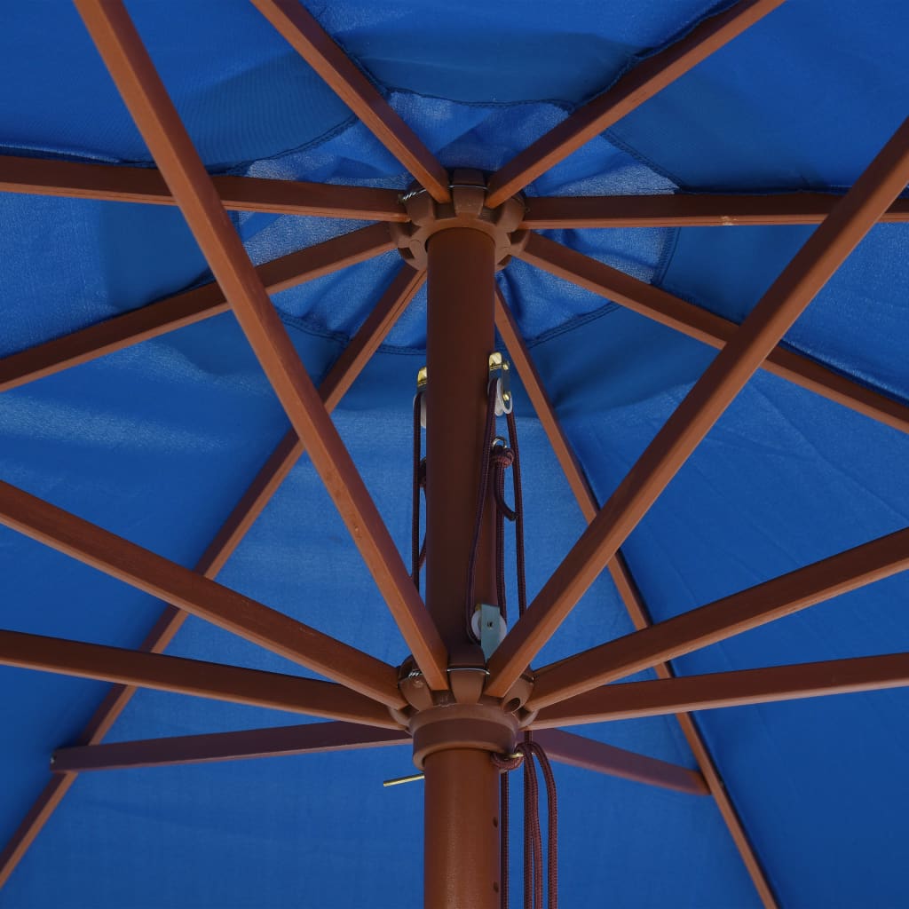 vidaXL Outdoor Parasol with Wooden Pole 350 cm Blue