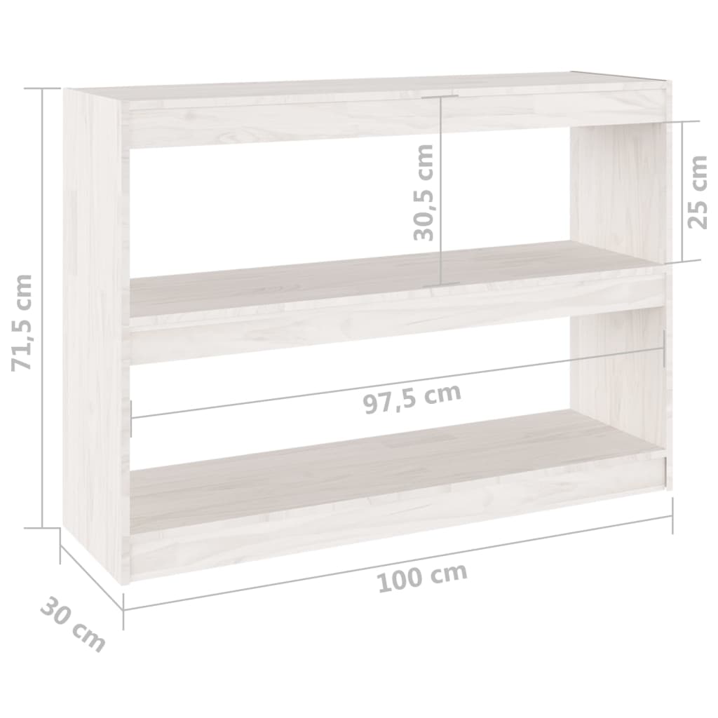 vidaXL Book Cabinet Room Divider White 100x30x71.5 cm Pinewood