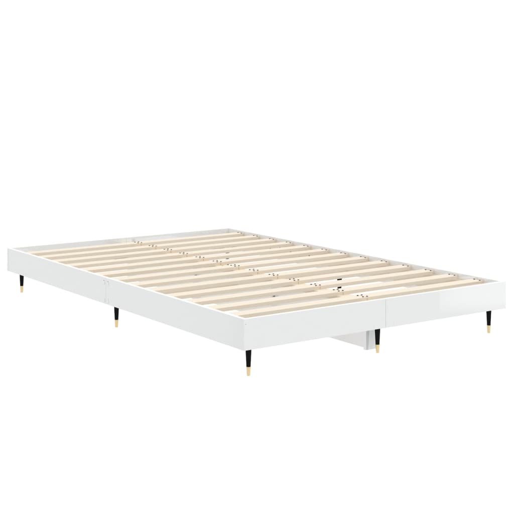 vidaXL Bed Frame High Gloss White 120x190 cm Small Double Engineered Wood