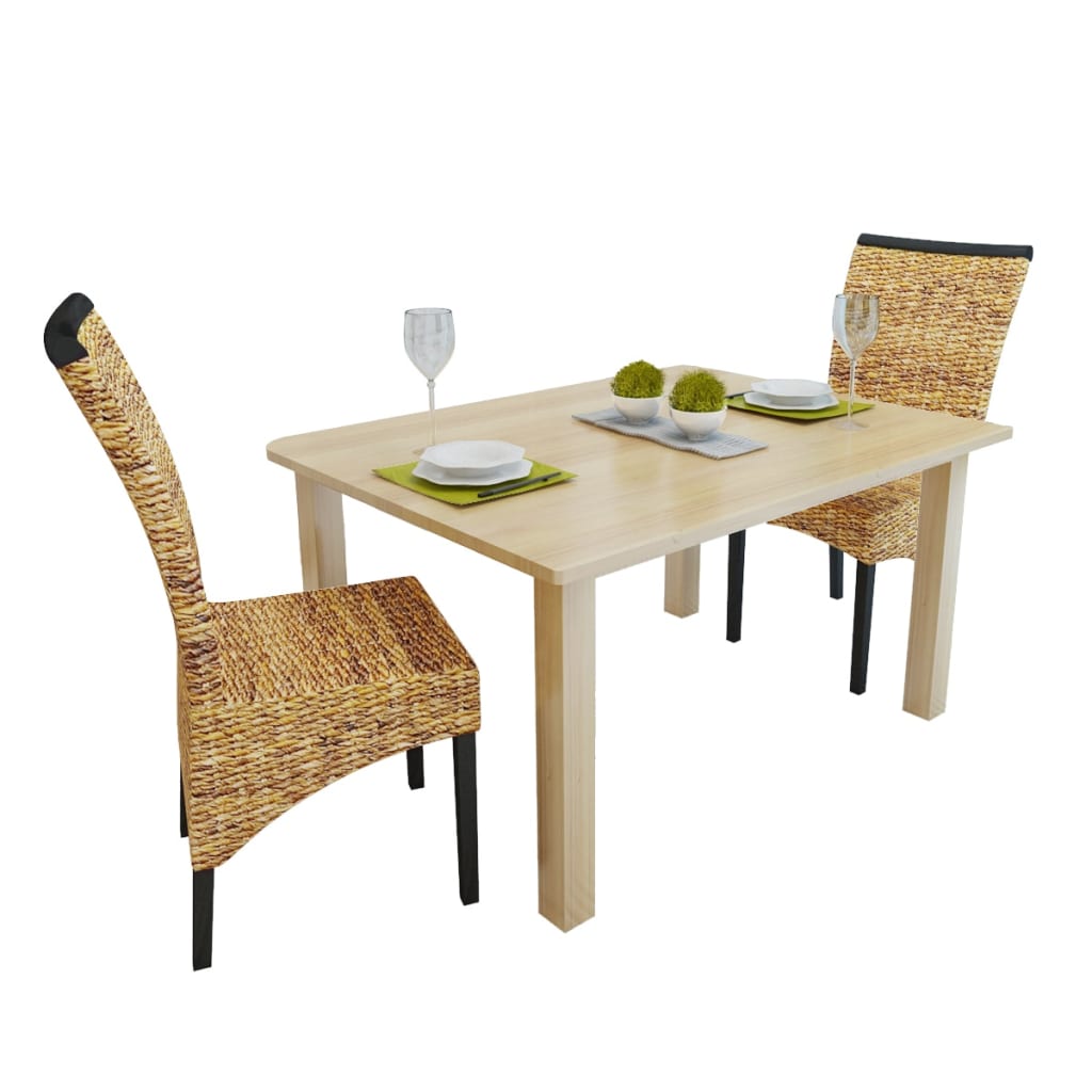 vidaXL Dining Chairs 2 pcs Abaca and Solid Mango Wood