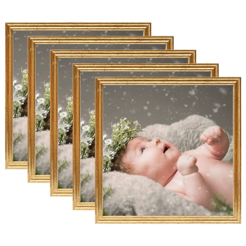 vidaXL Photo Frames Collage 5 pcs for Wall or Table Gold 20x20 cm MDF