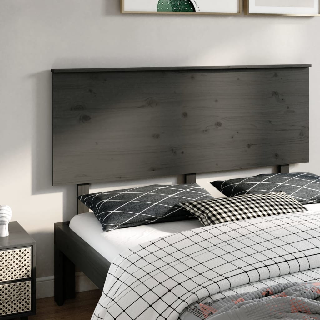 vidaXL Bed Headboard Grey 154x6x82.5 cm Solid Wood Pine