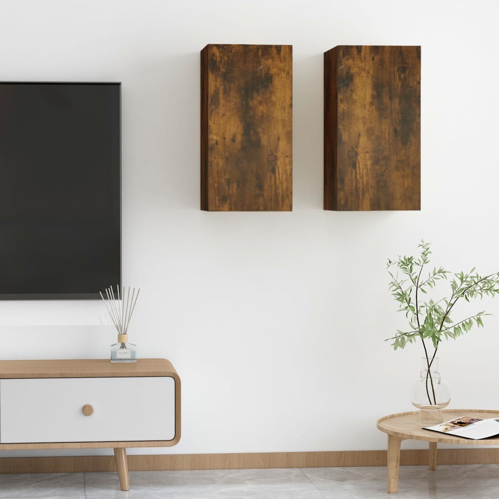 vidaXL TV Cabinets 2 pcs Smoked Oak 30.5x30x60 cm Engineered Wood