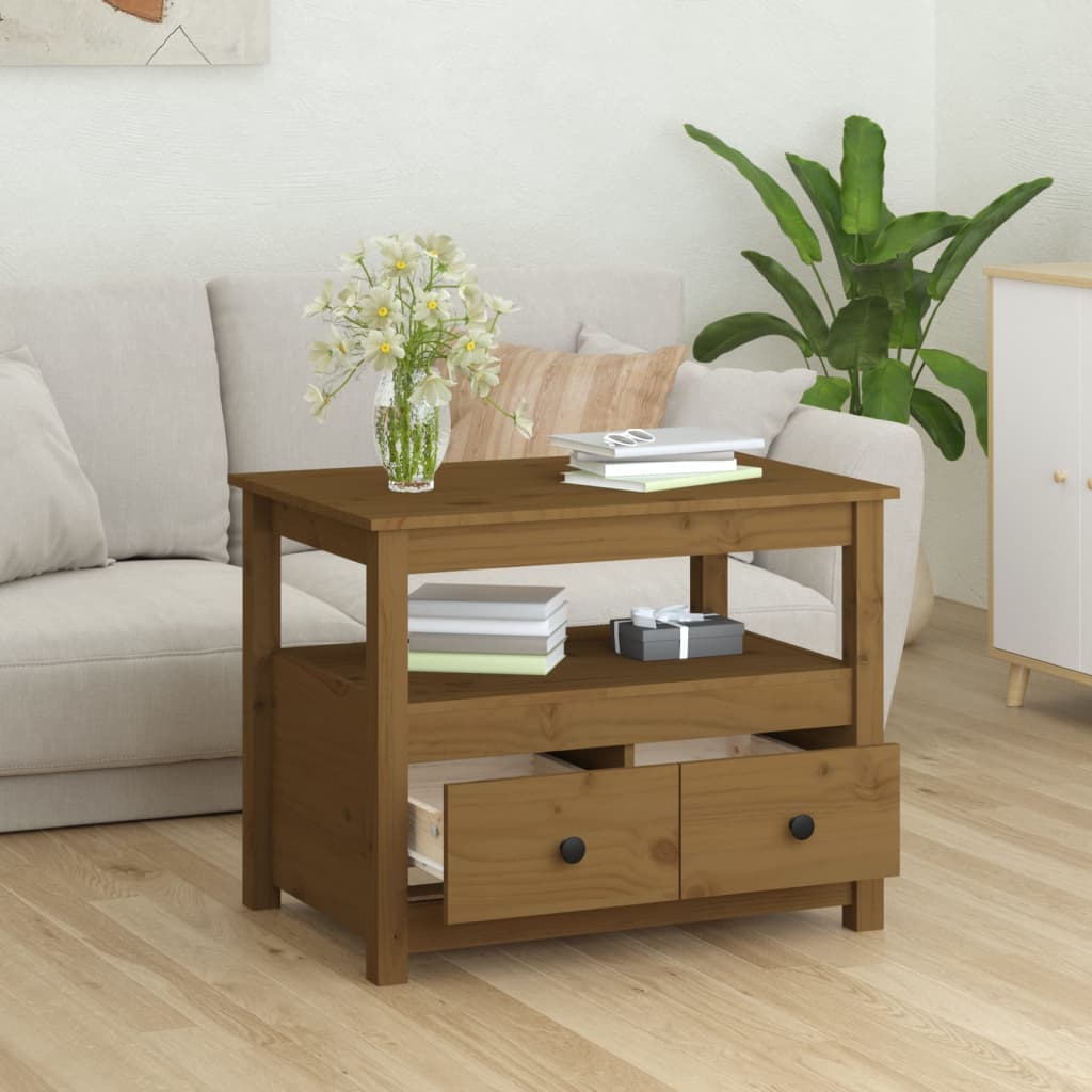 vidaXL Coffee Table Honey Brown 71x49x55 cm Solid Wood Pine