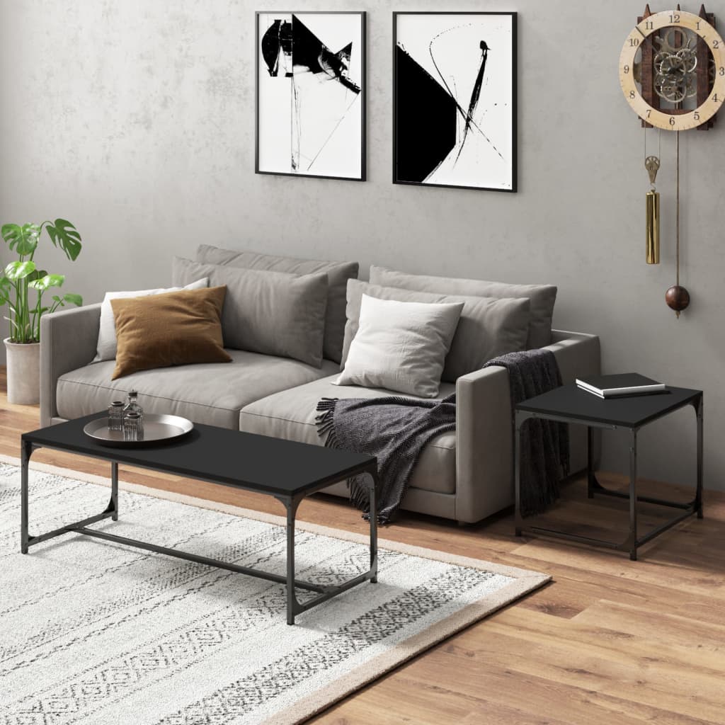 vidaXL Coffee Tables 2 pcs Black Engineered Wood | vidaXL.co.uk