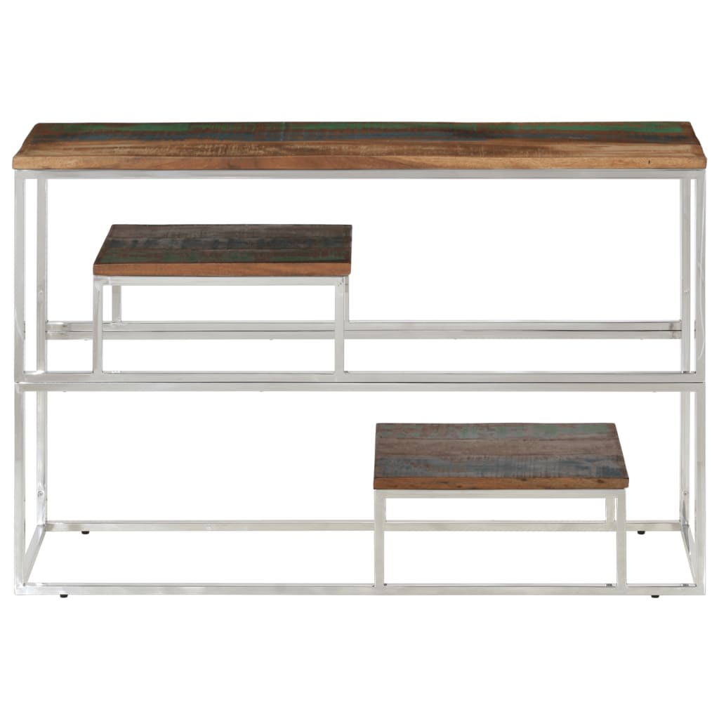 vidaXL Console Table Silver Stainless Steel and Solid Reclaimed Wood