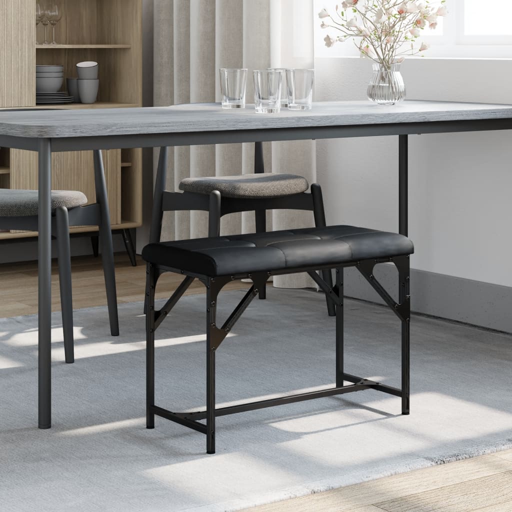 vidaXL Dining Bench Black 62x32x45 cm Steel and Faux Leather