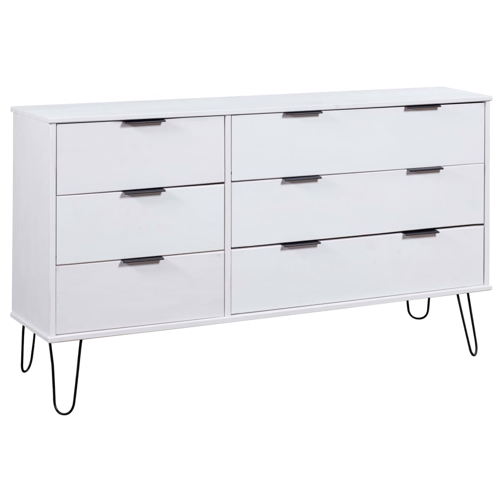 vidaXL Drawer Cabinet White 119.3x39.5x73.6 cm Solid Pine Wood